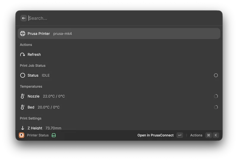 Prusa Raycast Extension