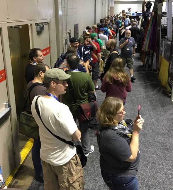 Line at Steamforged Games